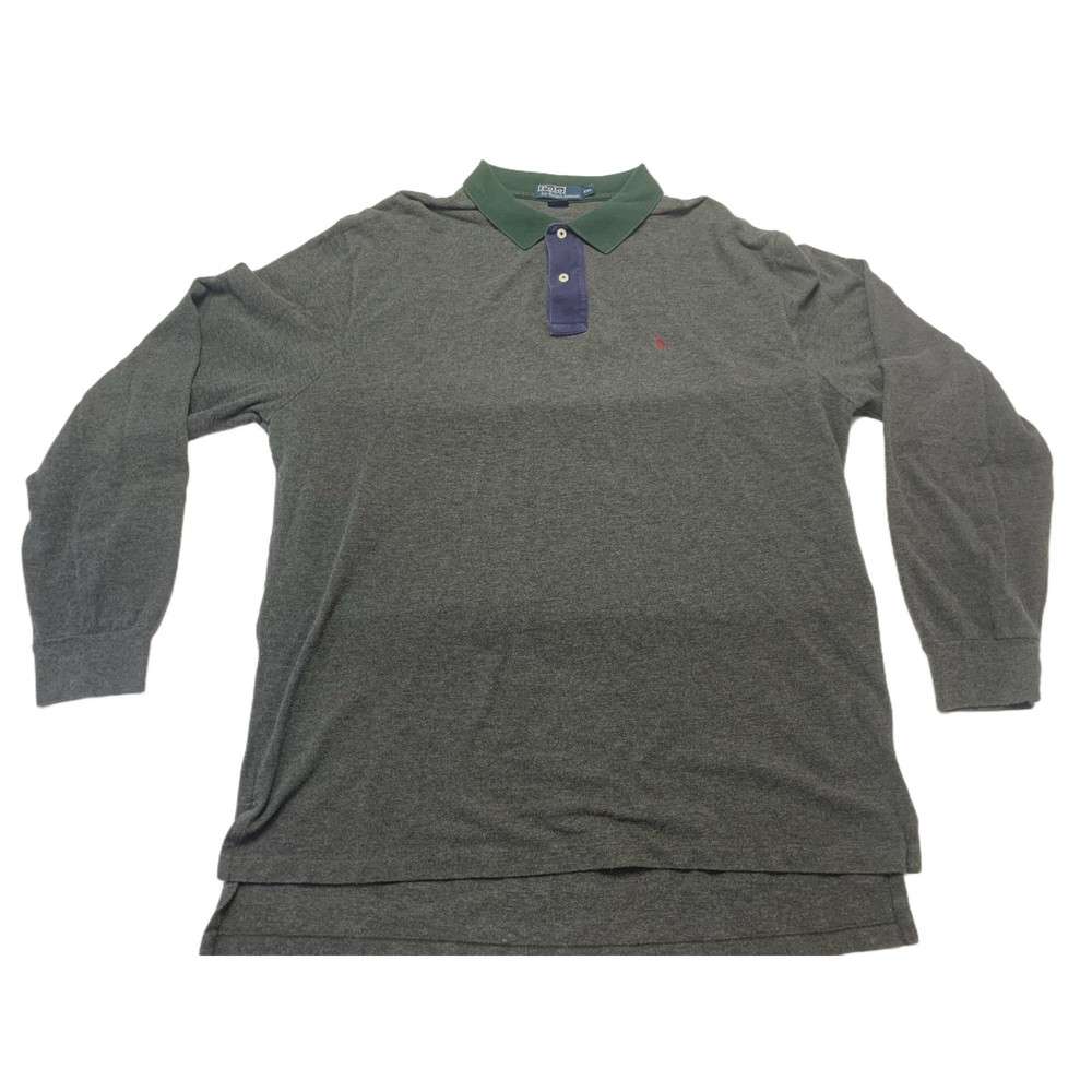 Polo Ralph Lauren Gray Long Sleeve Green Collared Shirt